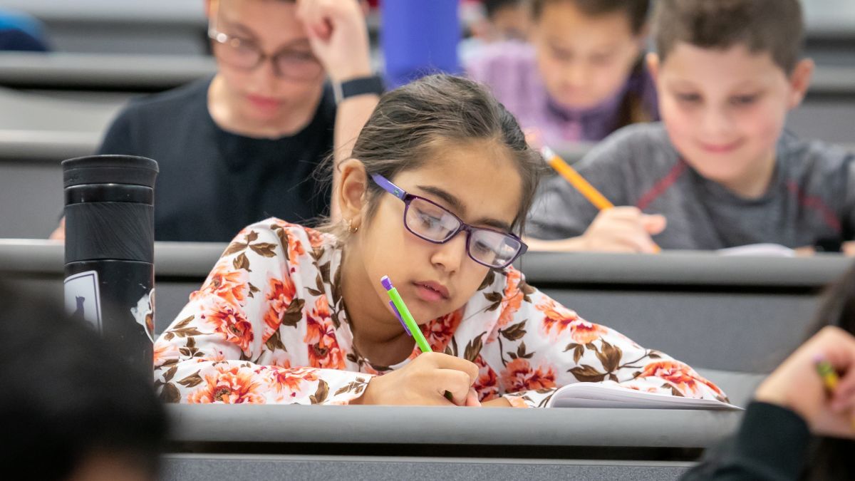 students taking an exam at the 2024 Stevens Math Olympiad