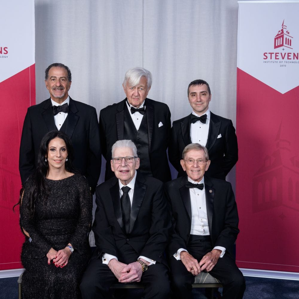 The 2024 Stevens Awards Gala honorees, seated from left: Dr. Sandra Cadavid, Thomas Corcoran and John Dalton, Lifetime Service Award. Back row, from left: Tony Massoud, Richard Blahut and Brian Nigito.