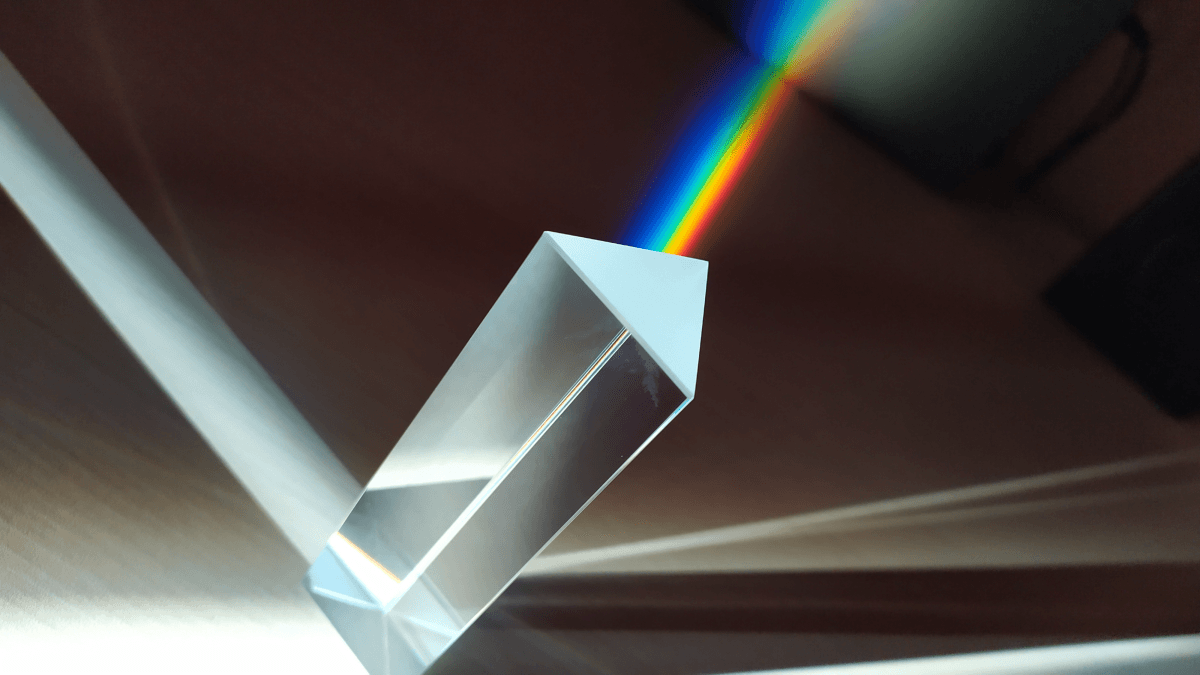 photo of a light beam emanating from a crystal