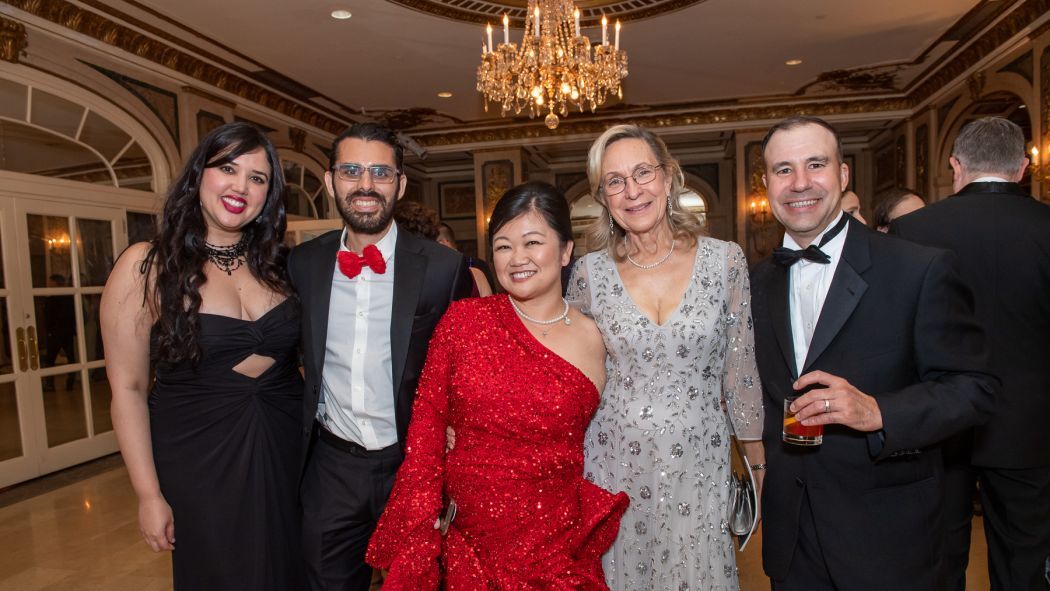 Five members of the Stevens community pose at the Stevens Awards Gala