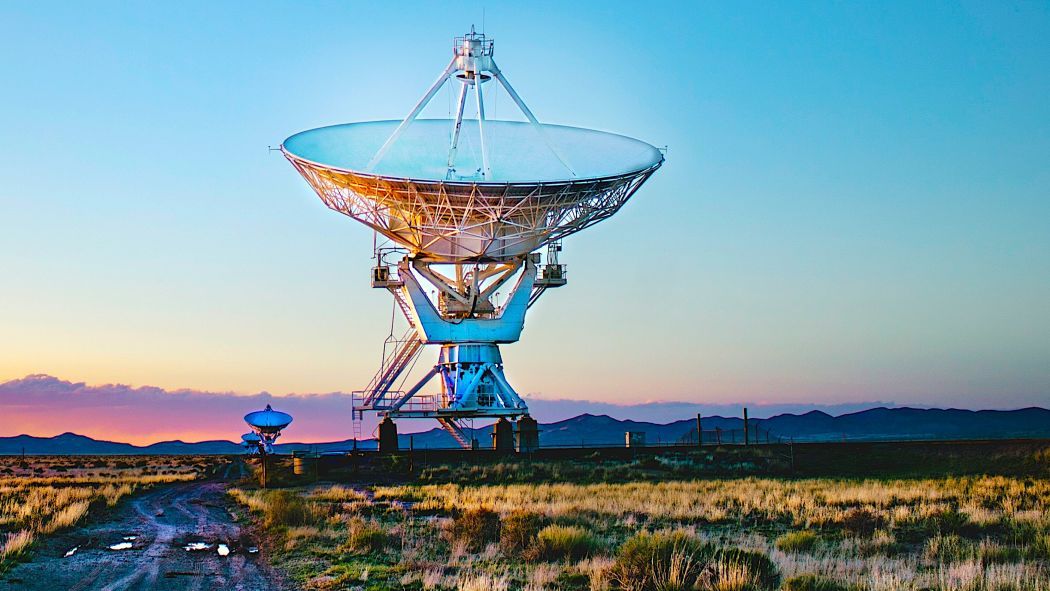 satellite dish pointing toward sky