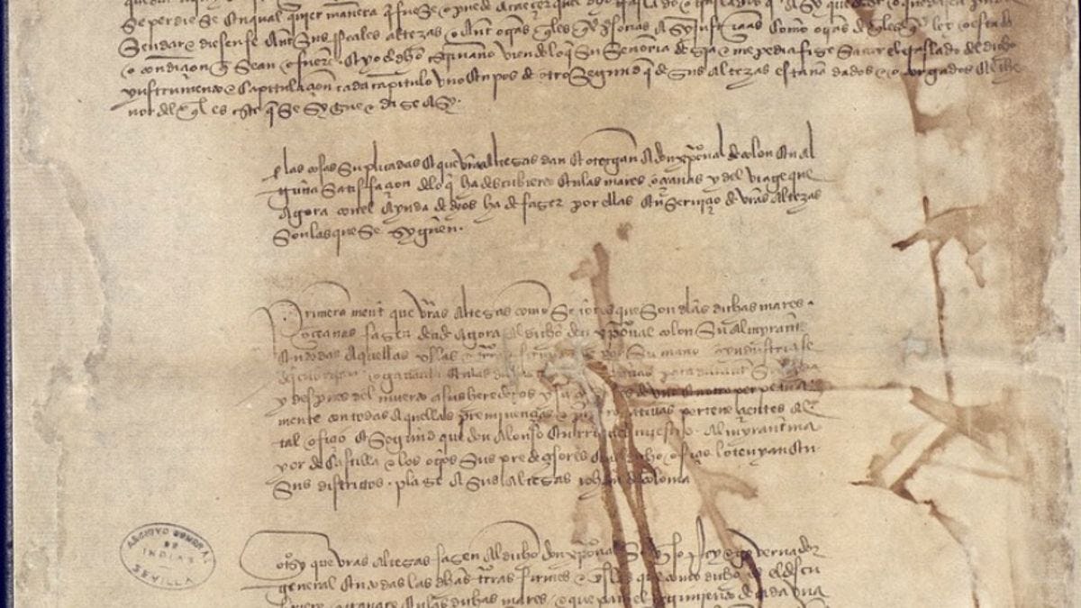 image of historical documents from Indies archive in Seville, Spain