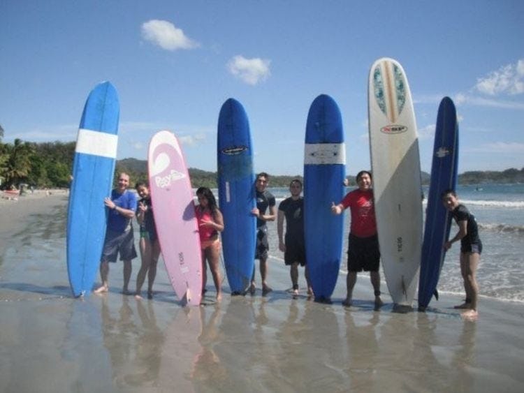 Student surfing in Costa Rica 