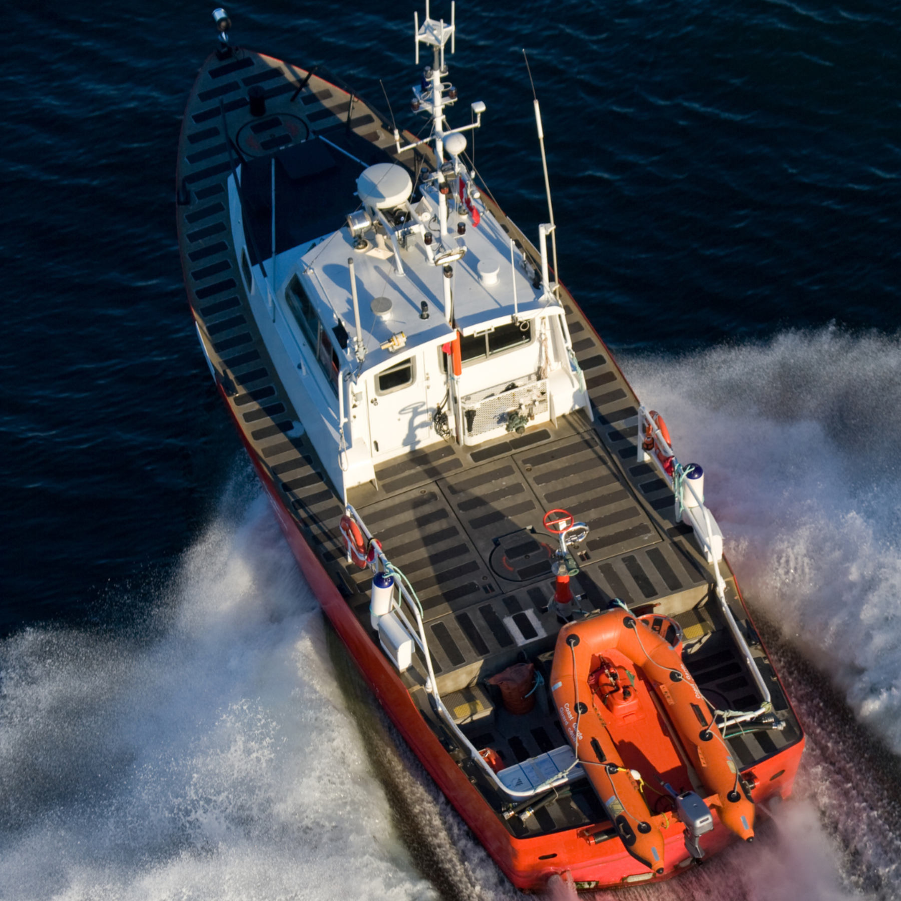 A photo of a US Coast Guard boat