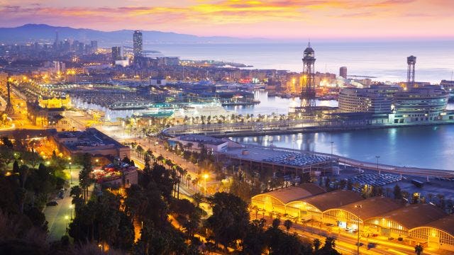 Port Vell at Barcelona in Dawn