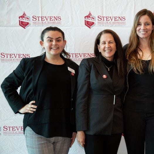 (l-r) Emily Kovelesky ’21, Malena Higuera '75, Deanne Bell and Liliana Delman, assistant director for diversity education  